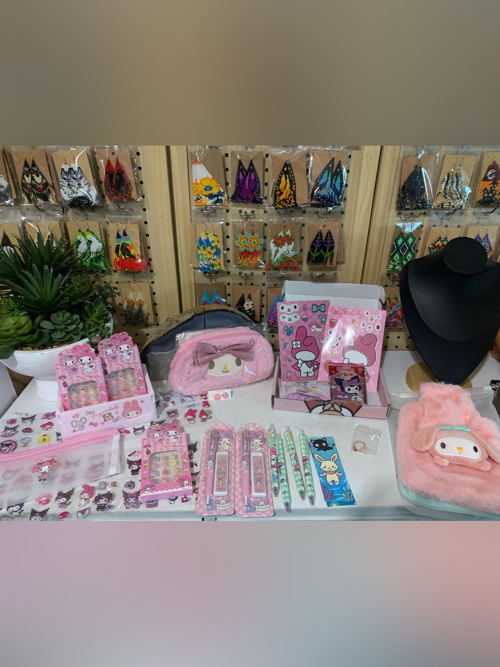 #75 Sanrio My Melody Pink Plush Pencil Case & Cute Stationery Bundle